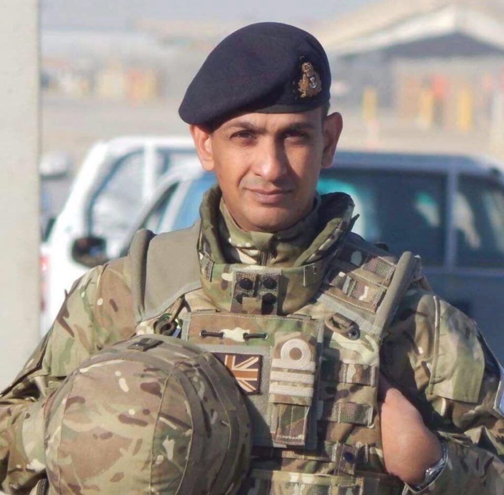 Professor Khan in body armour, Camp Bastion